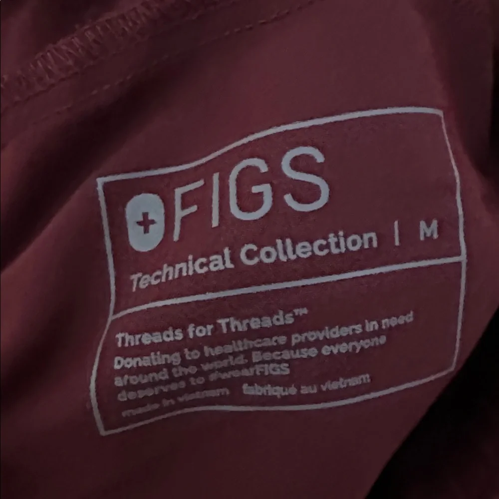 Figs Mens Large Tansen Jogger Scrub Pants Elastic Waist Drawcord Burgundy Medium